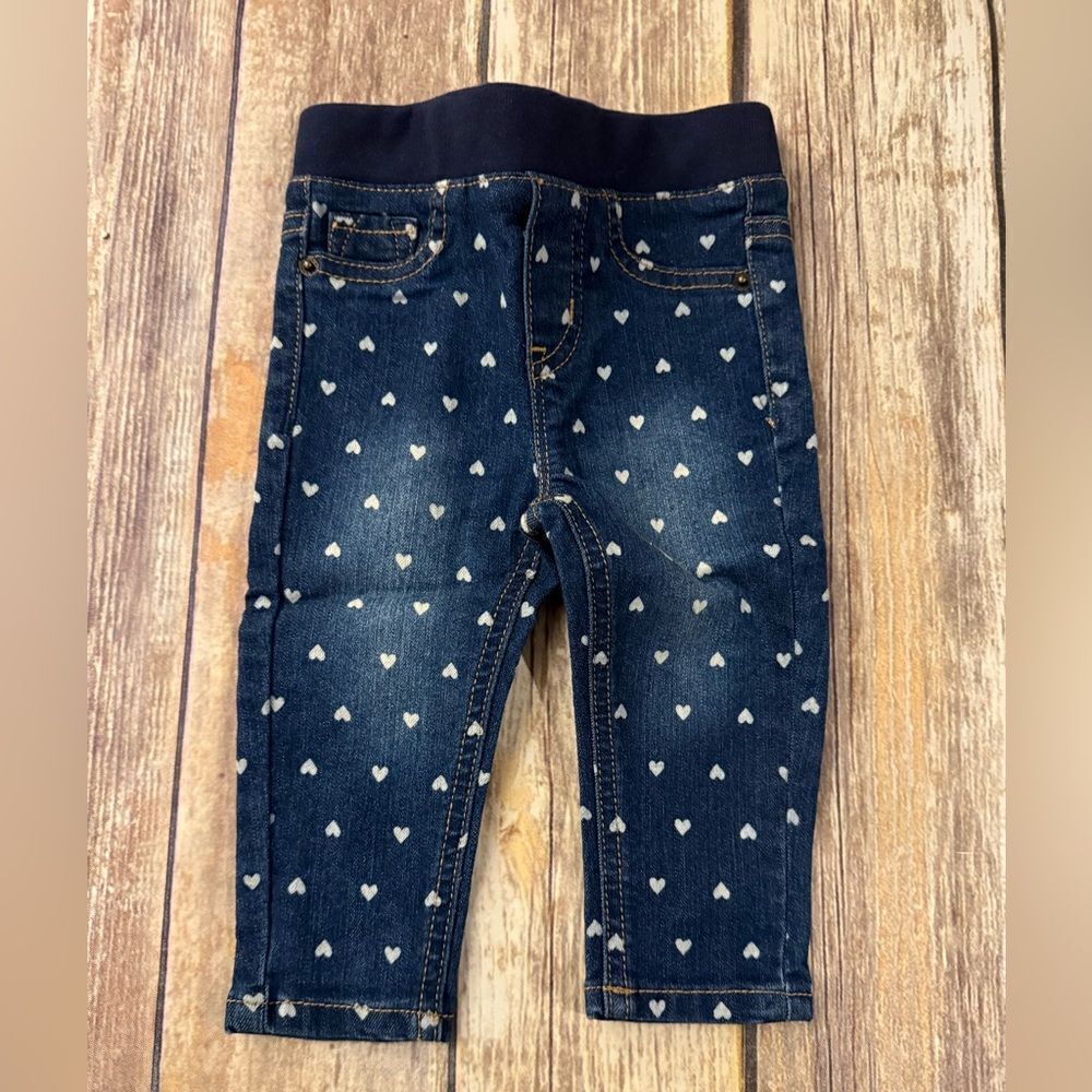 Heart Patterned Blue Kids Jeans